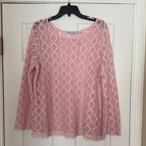 Cecico Pink Lace Long Sleeve Top - size L